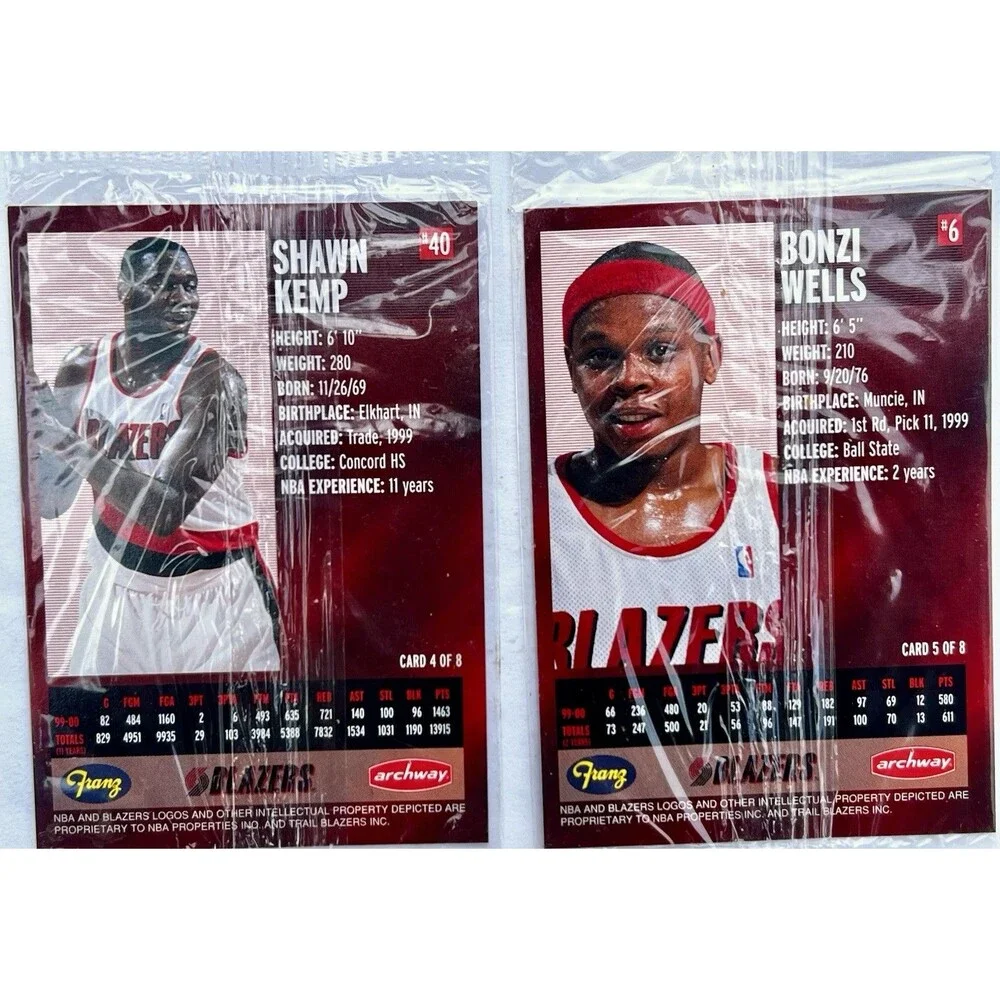 2000 Portland Trail Blazers 4 Card Lot Shawn Kemp Sabonis Bonzi Wells Stoudamire